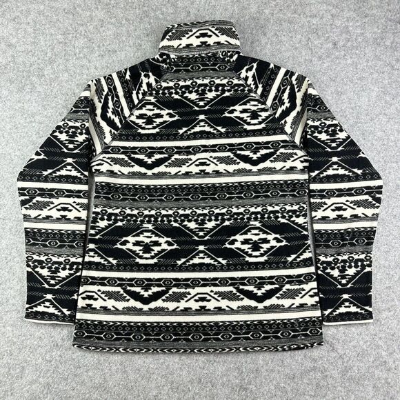 Eddie Bauer Fleece Pullover Sweater Top Womens M Black Western Aztec 1/4 Zip - Picture 6 of 13